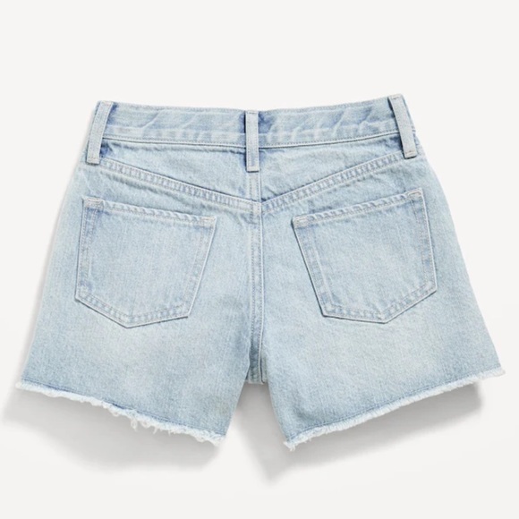 NWT Girls High-Waisted Exposed Lace-Pocket Jean Shorts - Picture 2 of 2